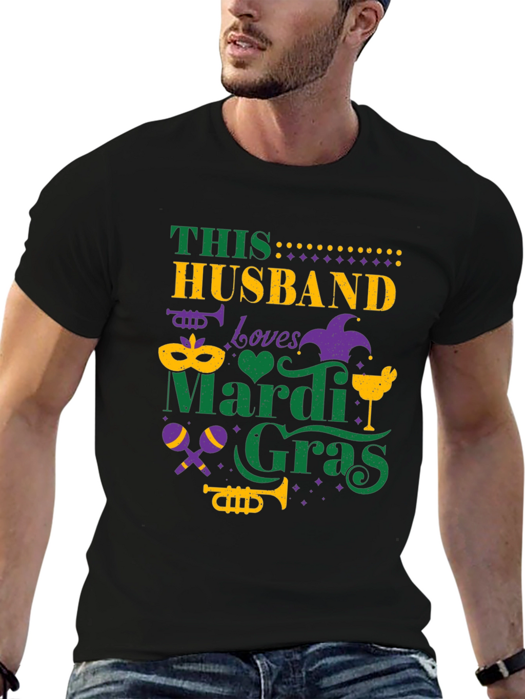 Husband Mardi Gras T-Shirt - Fun Carnival Tee