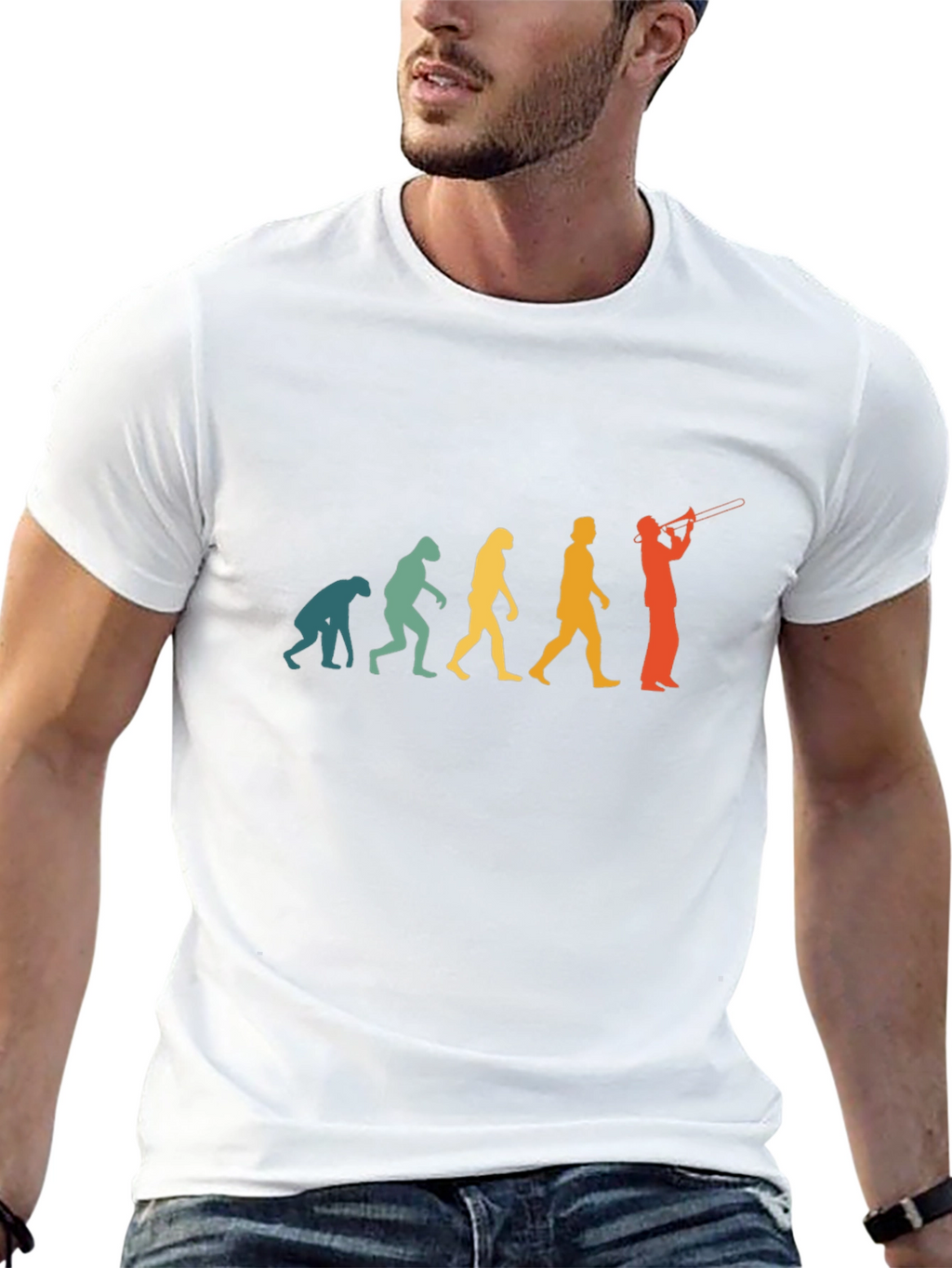 Evolution of Trombone Player Black T-Shirt