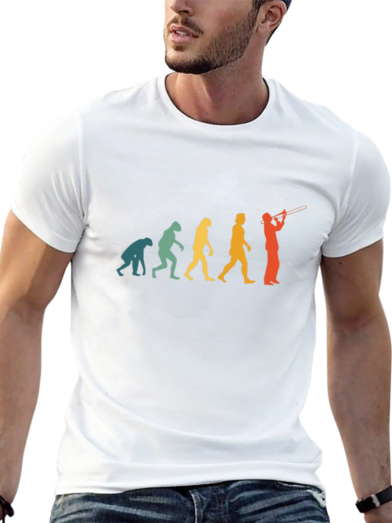 Evolution of Trombone Player Black T-Shirt