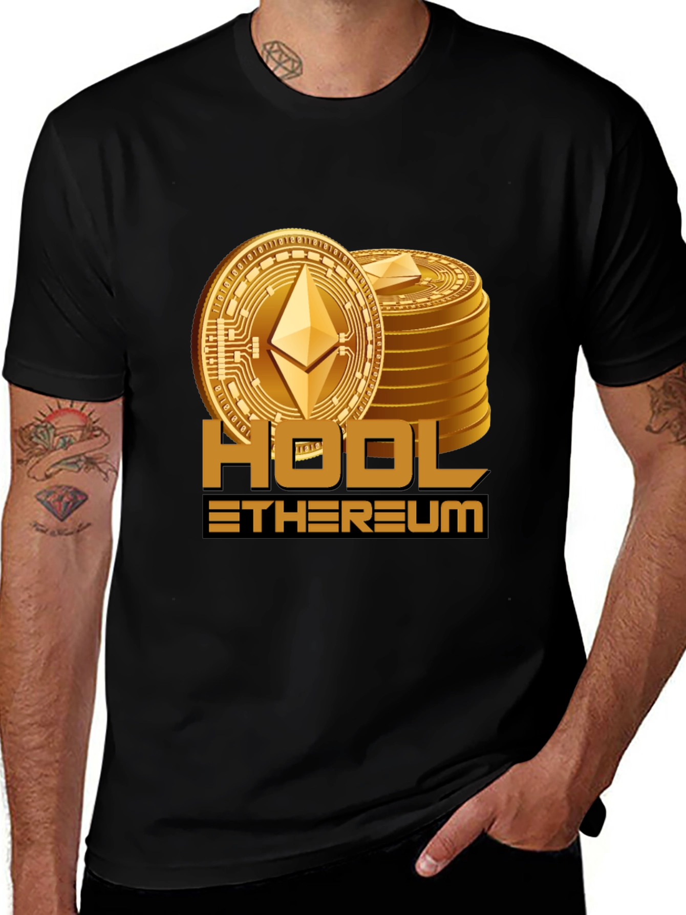 HODL Ethereum Black T-Shirt Crypto Investor Tee