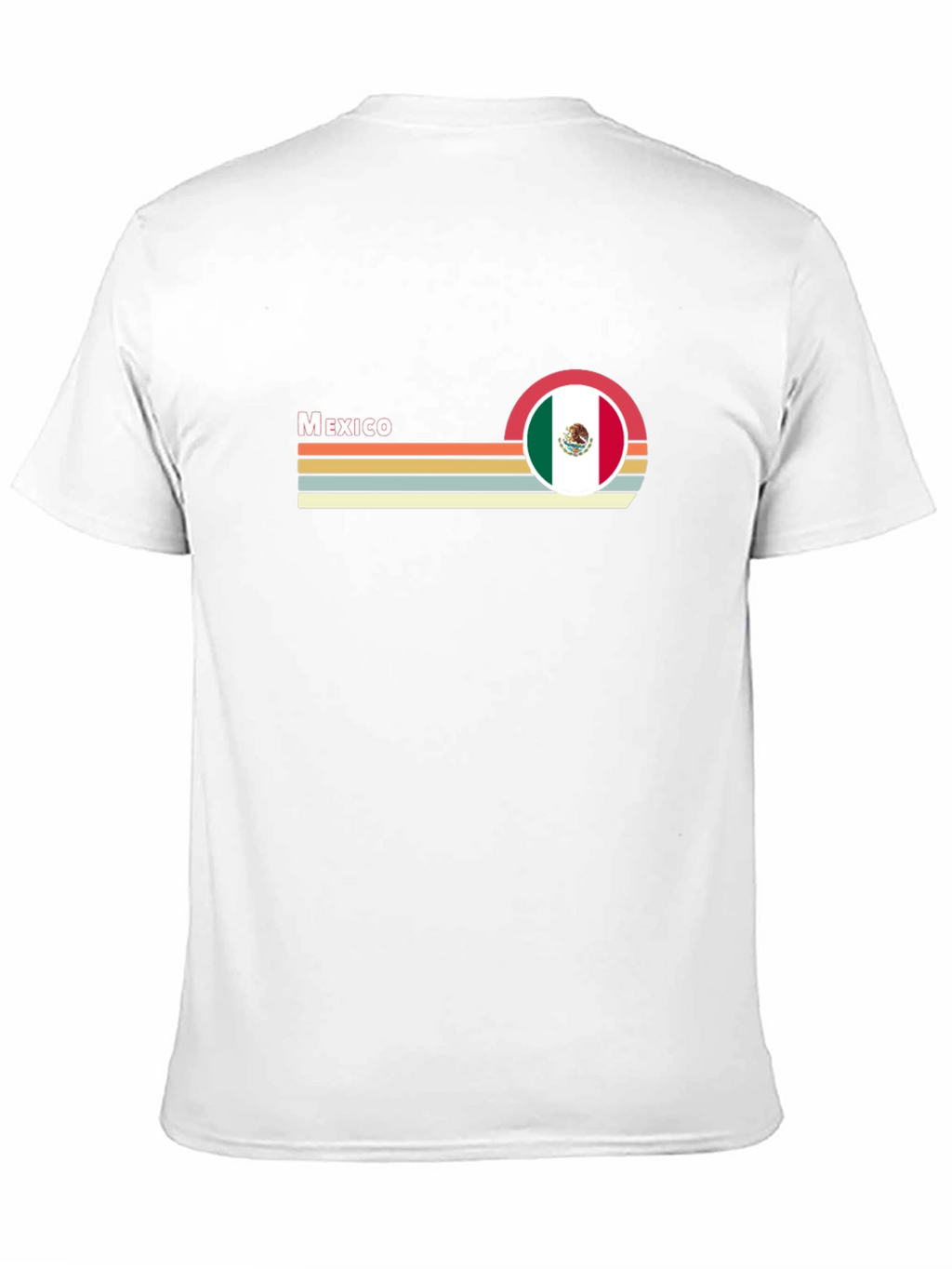 Mexico Flag Retro T-Shirt - Black Crew Neck Tee