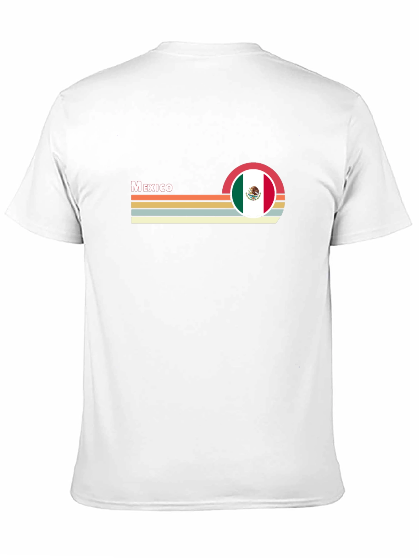 Mexico Flag Retro T-Shirt - Black Crew Neck Tee