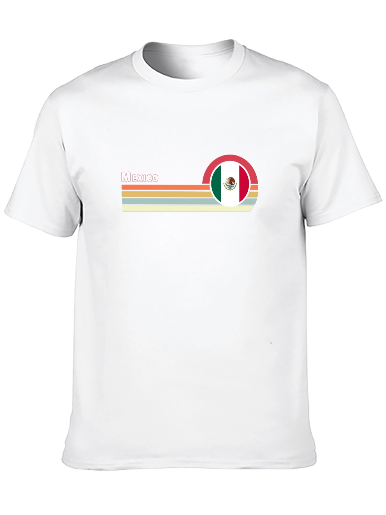 Mexico Flag Retro T-Shirt - Black Crew Neck Tee