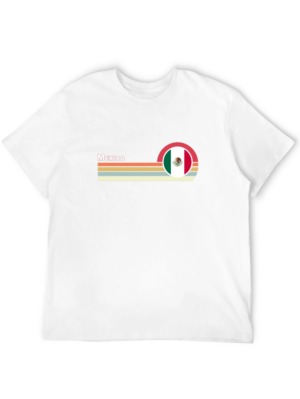 Mexico Flag Retro T-Shirt - Black Crew Neck Tee