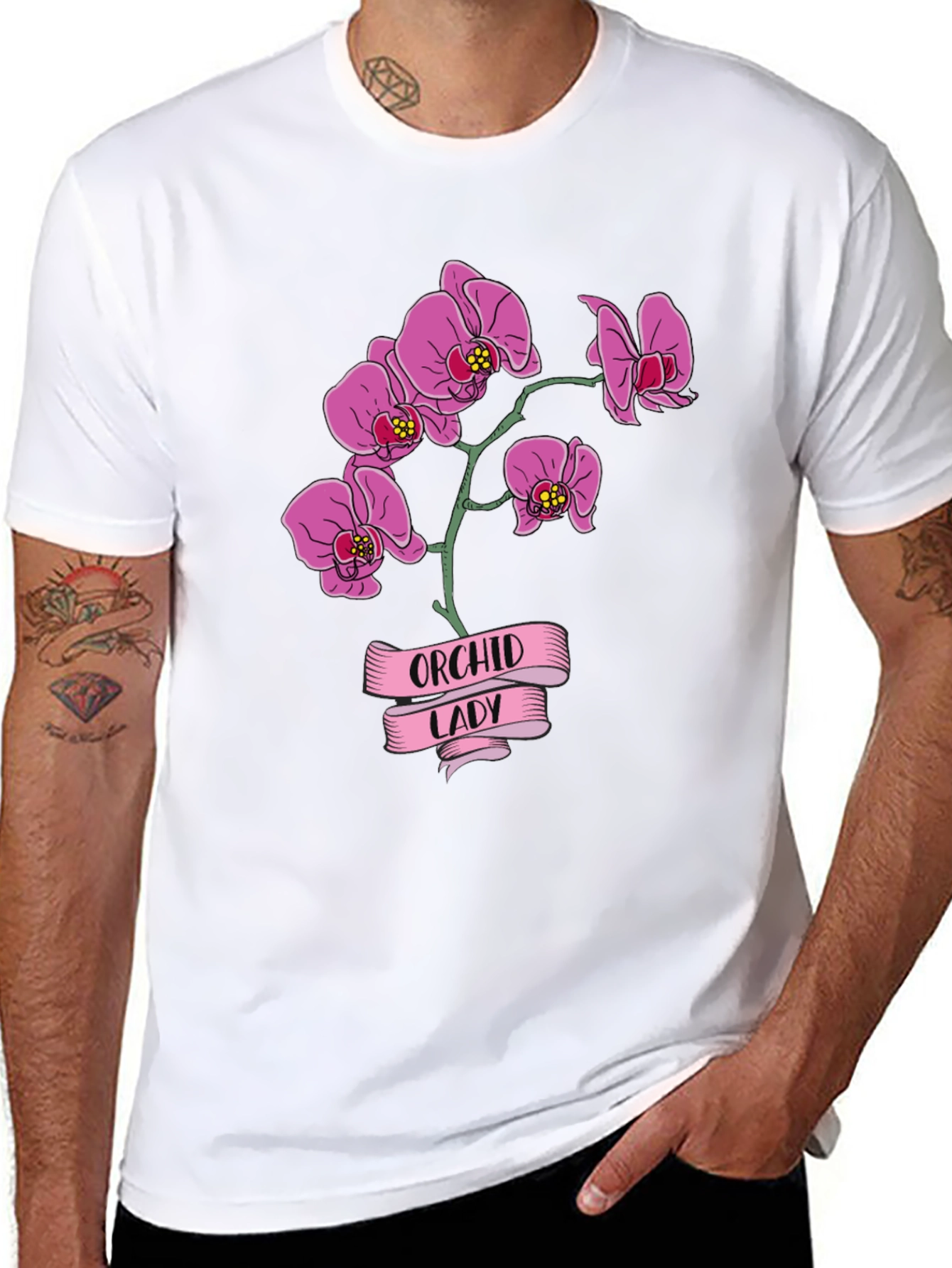 Orchid Lady Graphic Tee - Floral Design