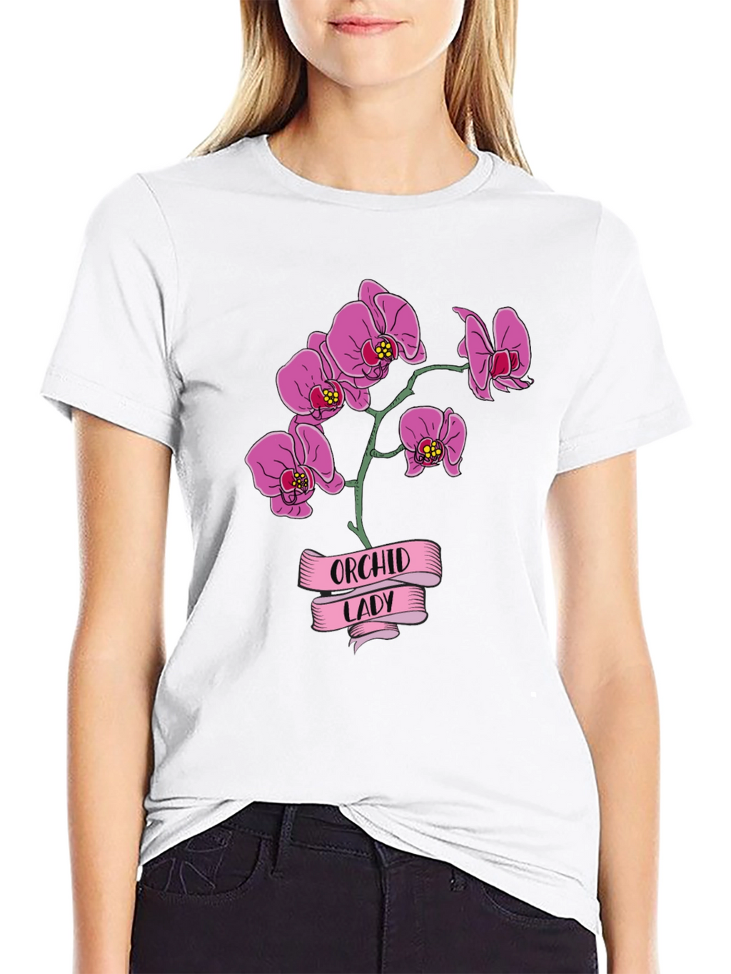 Orchid Lady Graphic Tee - Floral Design