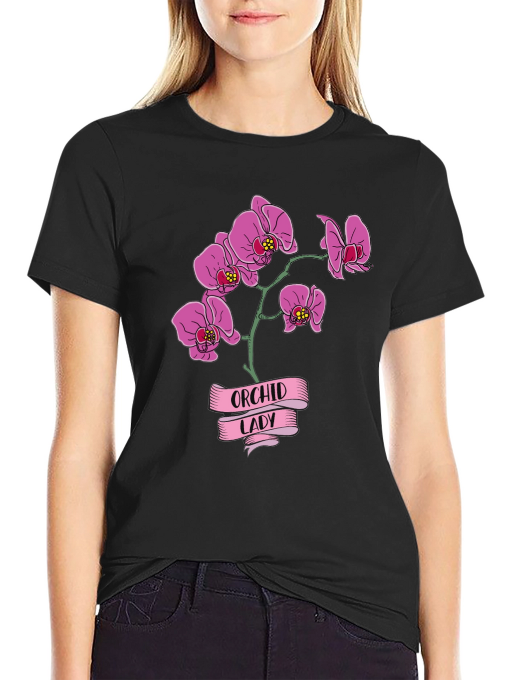 Orchid Lady Graphic Tee - Floral Design