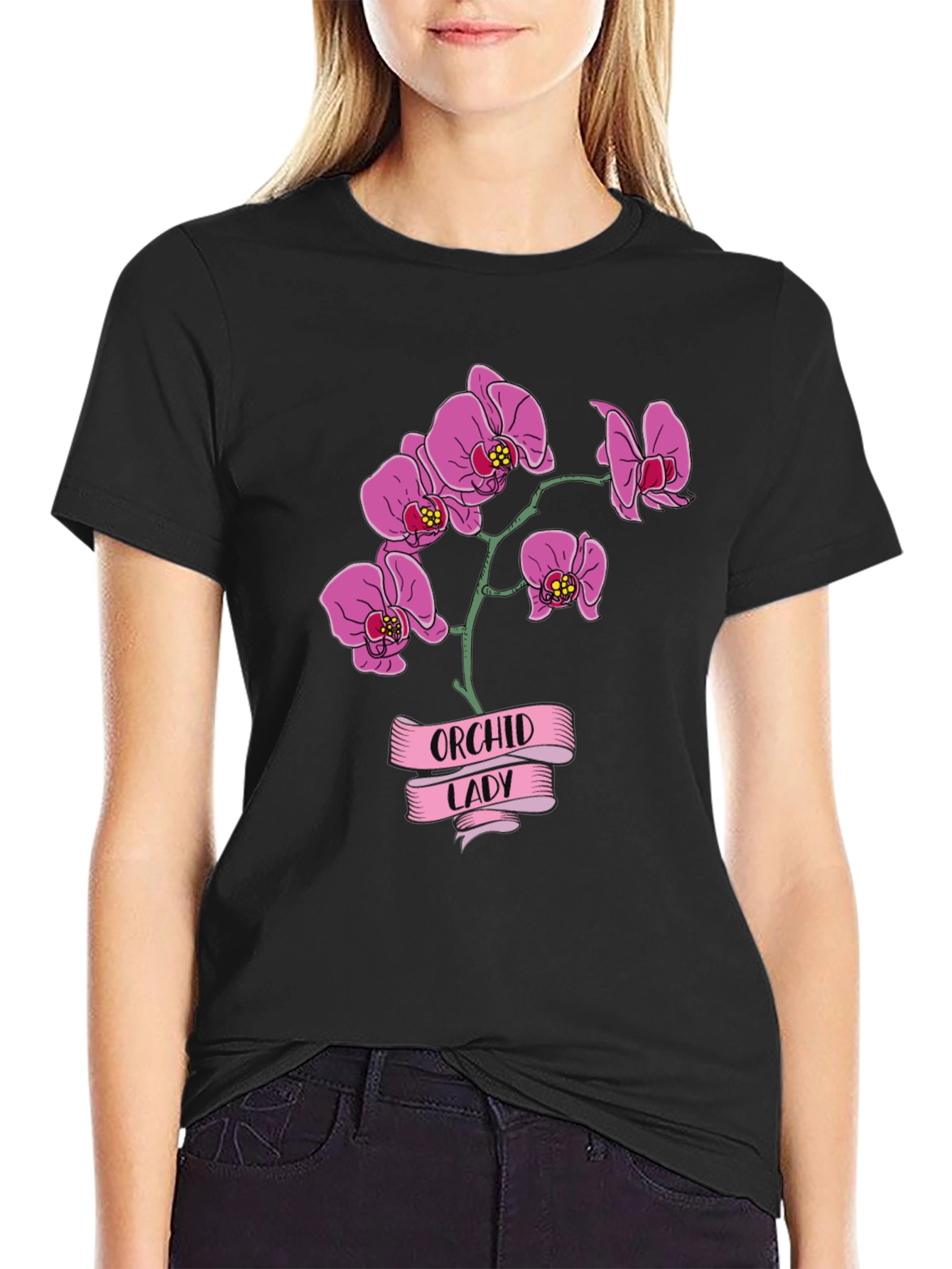 Orchid Lady Graphic Tee - Floral Design