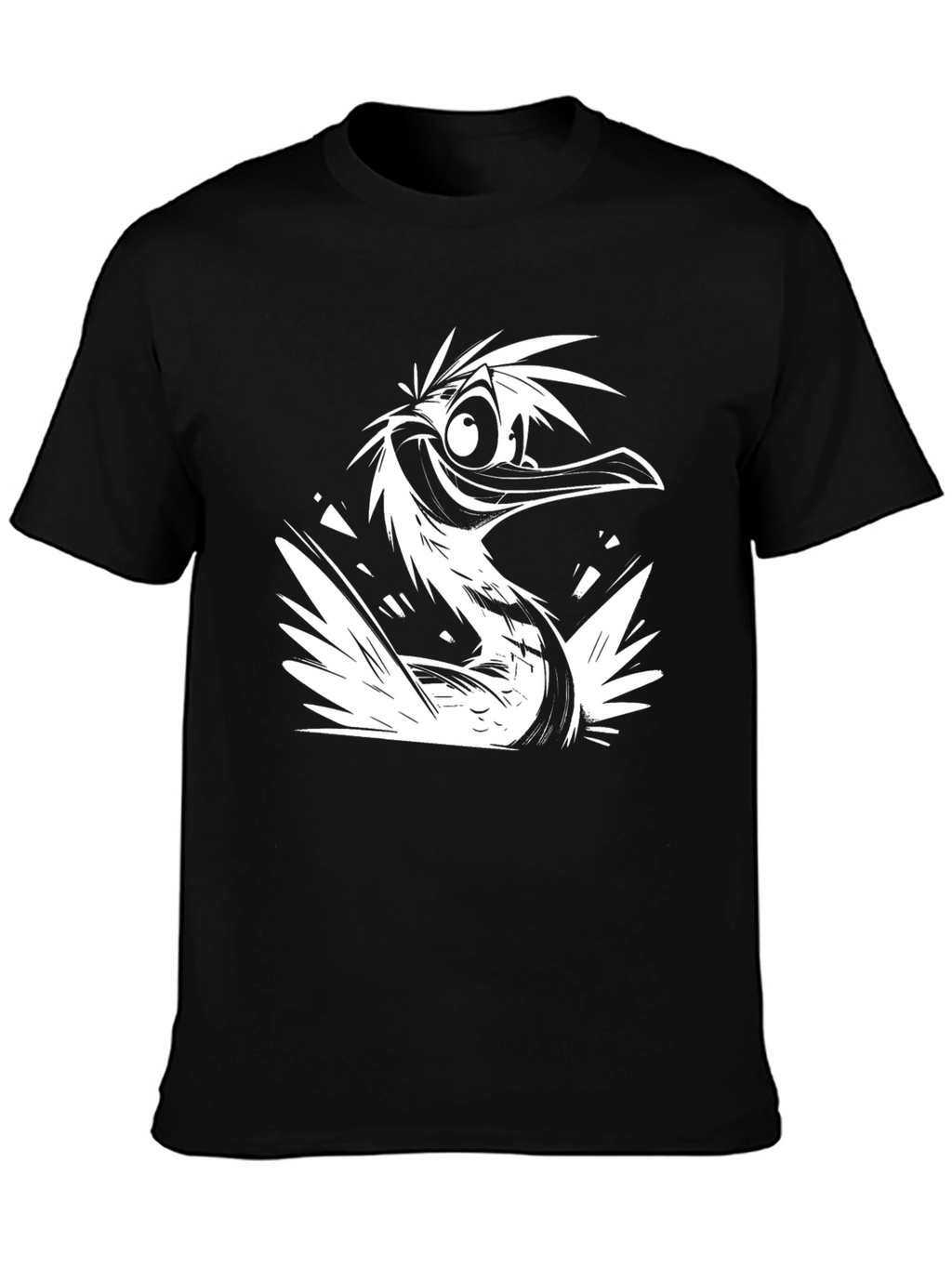 Cartoon Bird Graphic Black T-Shirt