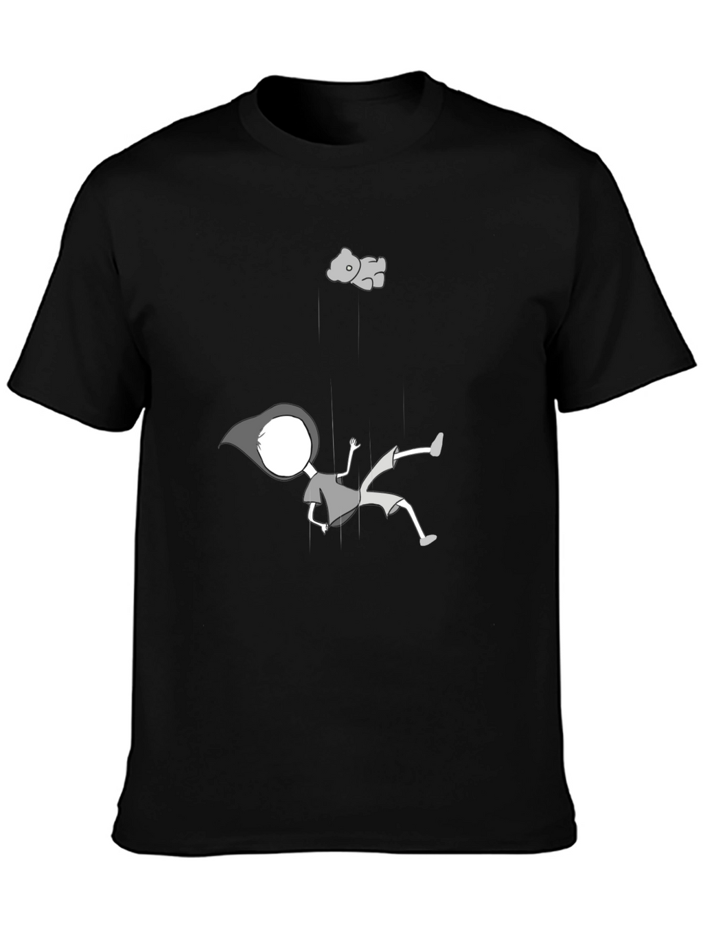 Falling Cartoon Black T-Shirt