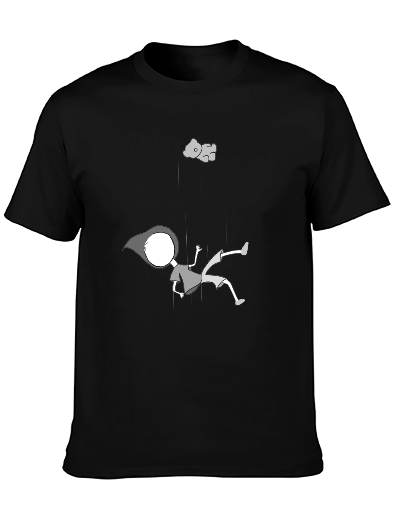 Falling Cartoon Black T-Shirt