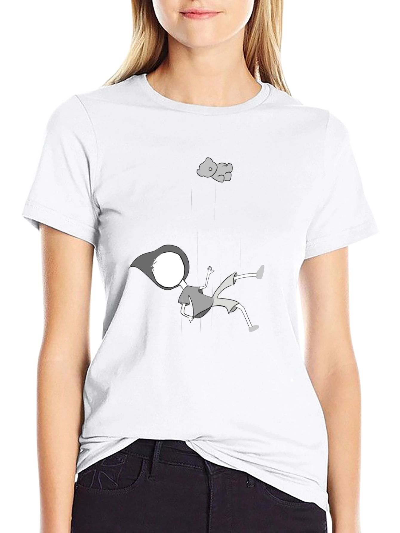 Falling Cartoon Black T-Shirt