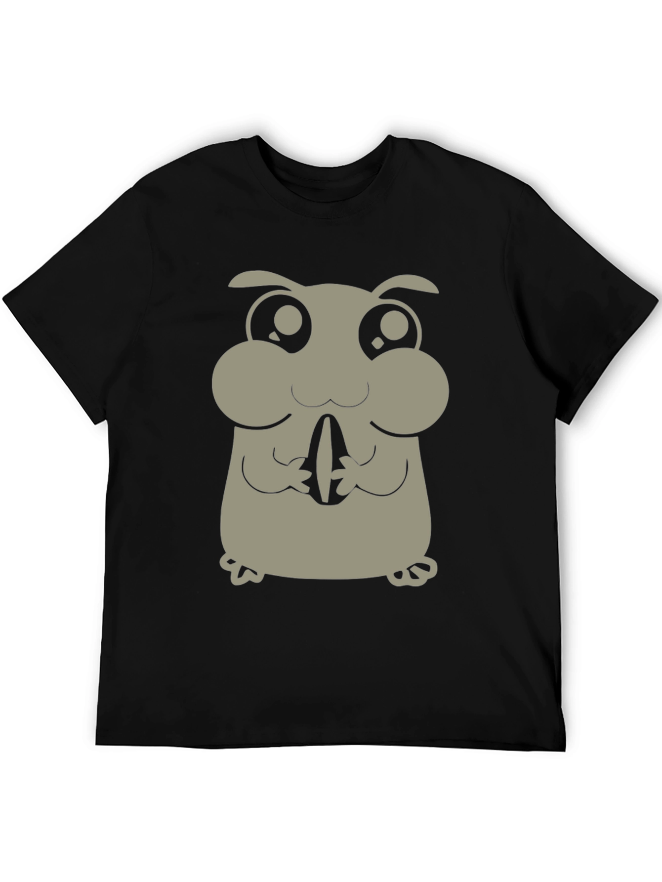 Cute Hamster Graphic Tee - Black Cotton Blend