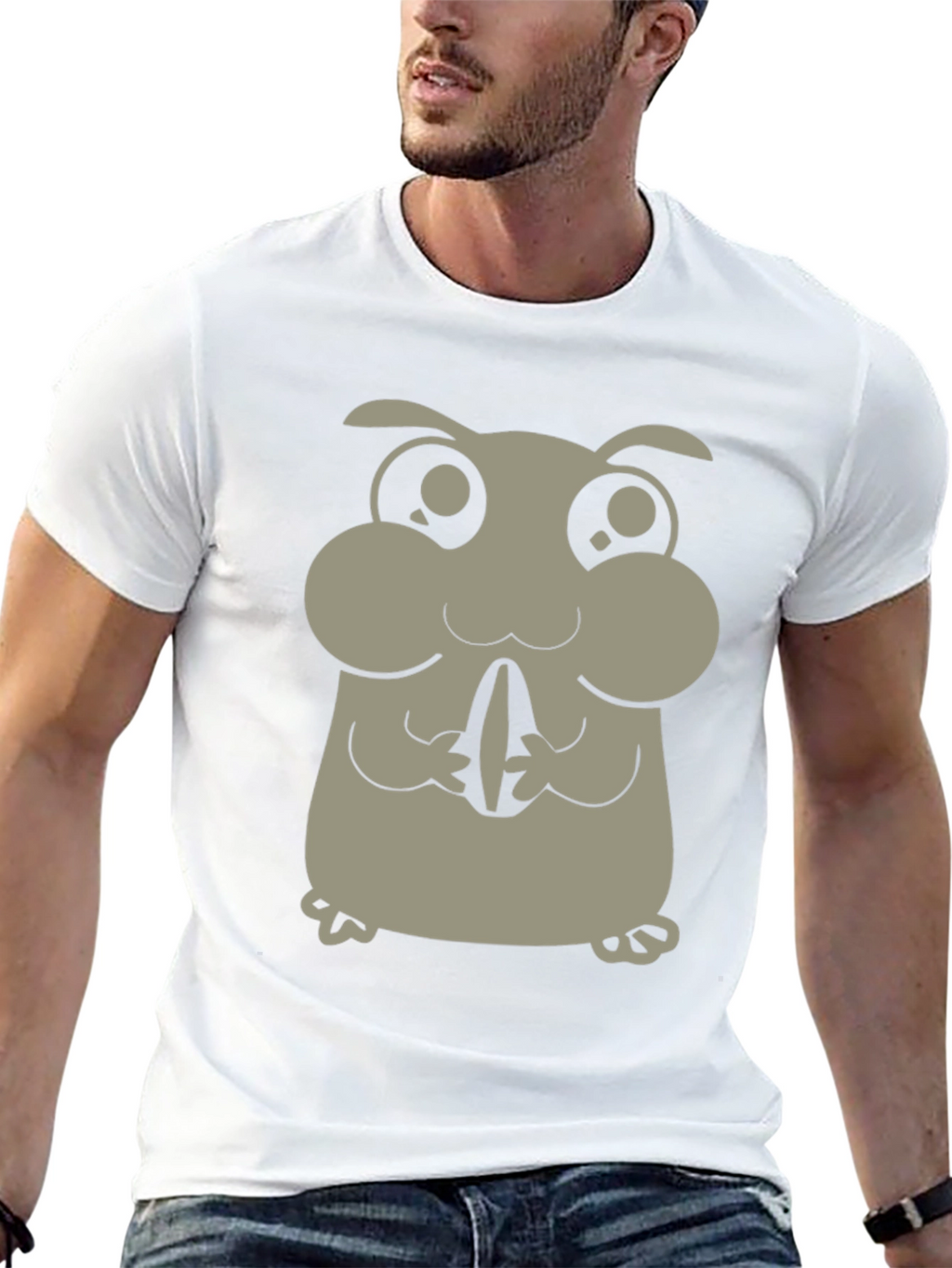 Cute Hamster Graphic Tee - Black Cotton Blend