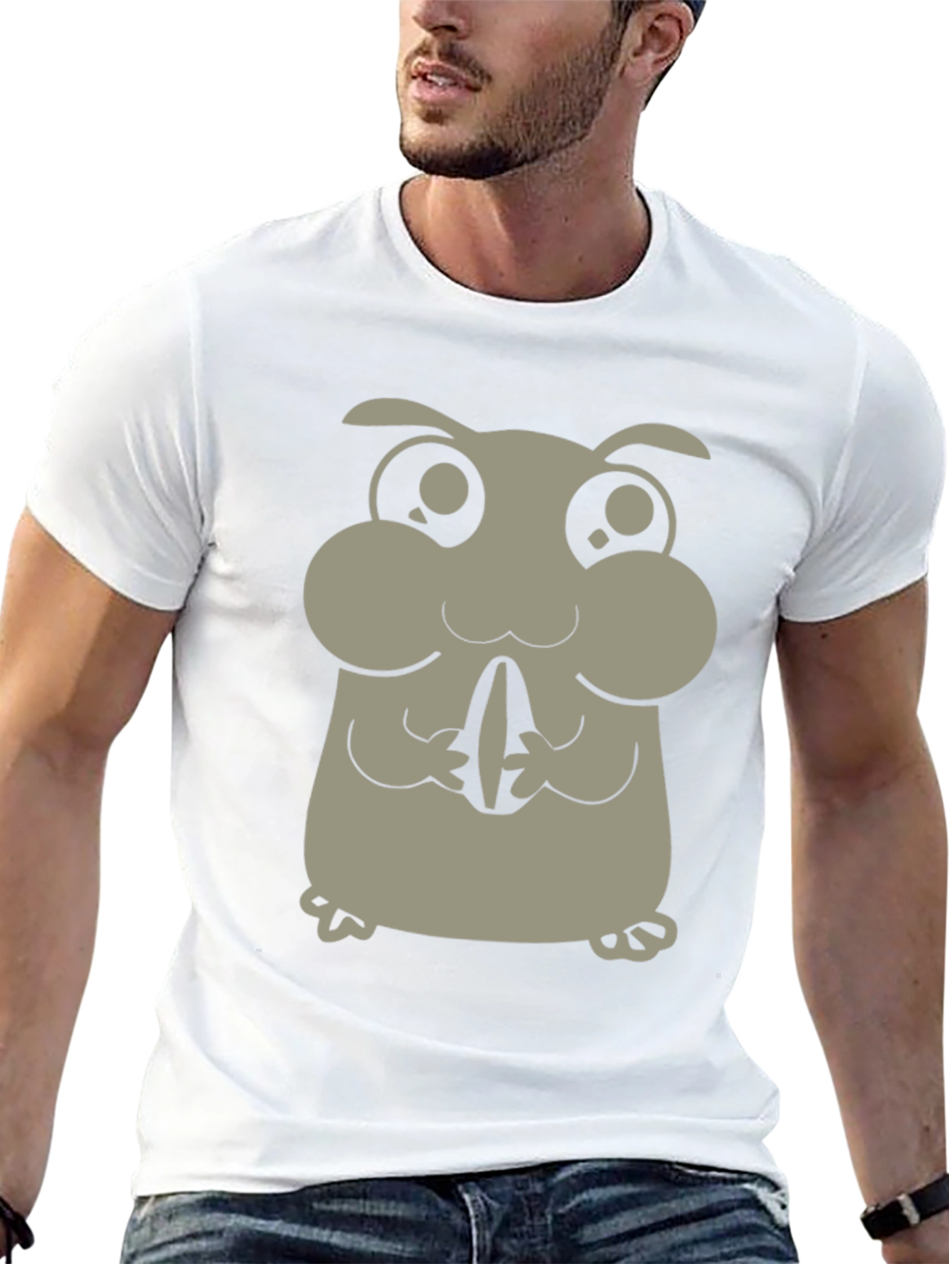 Cute Hamster Graphic Tee - Black Cotton Blend