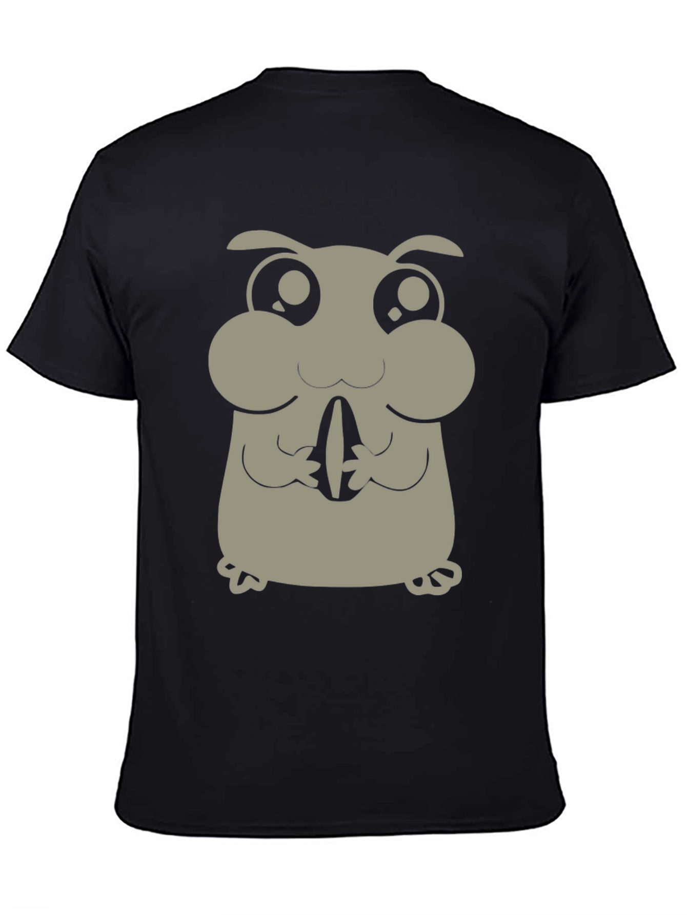 Cute Hamster Graphic Tee - Black Cotton Blend