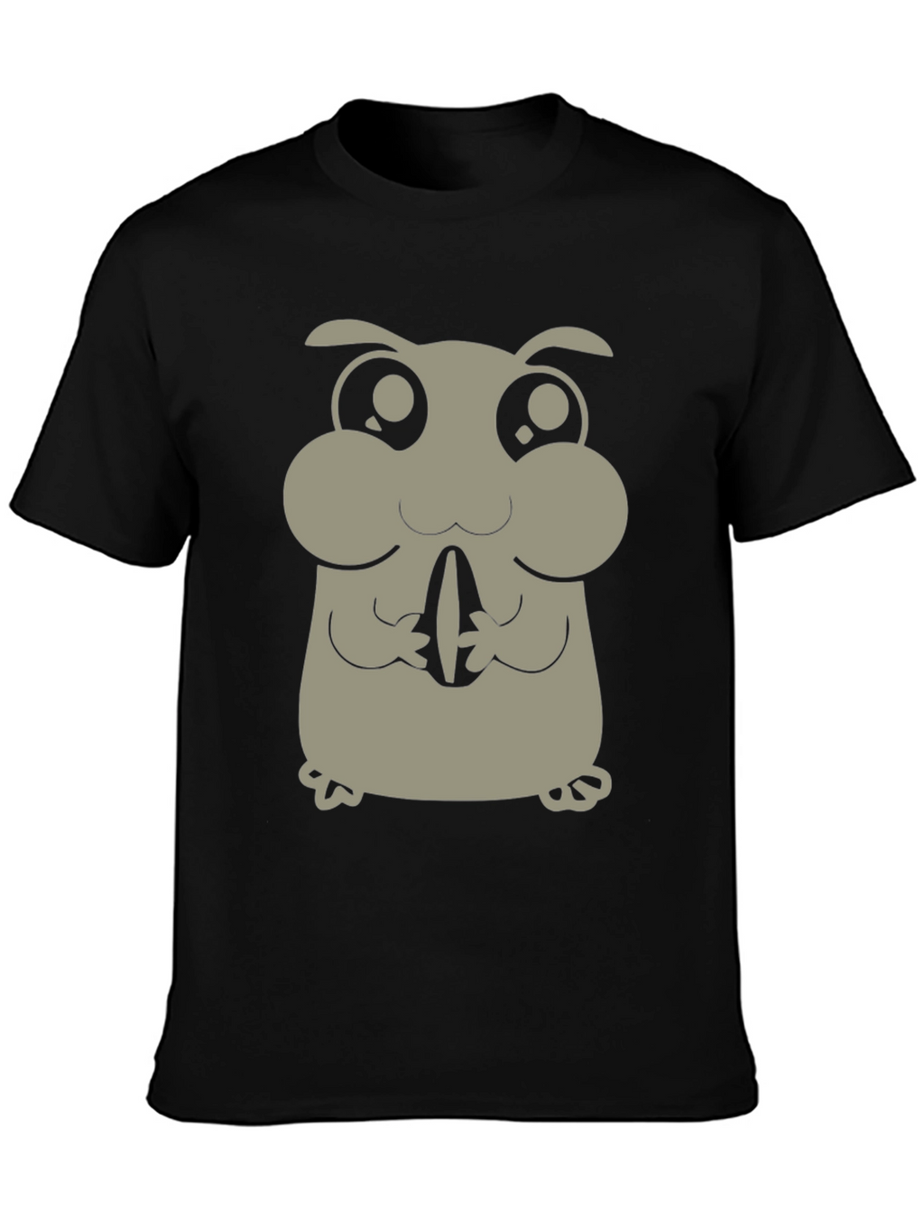 Cute Hamster Graphic Tee - Black Cotton Blend