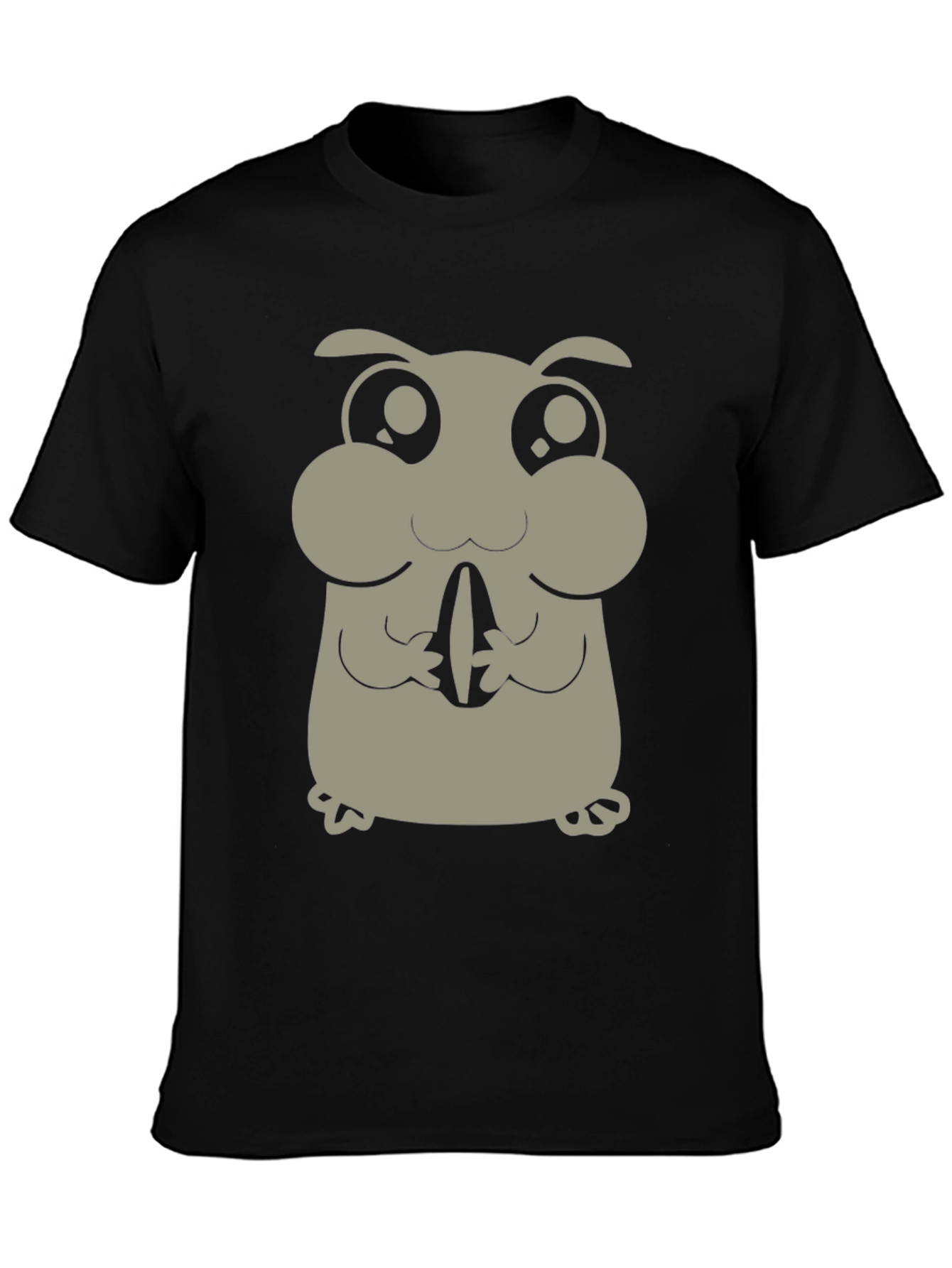 Cute Hamster Graphic Tee - Black Cotton Blend