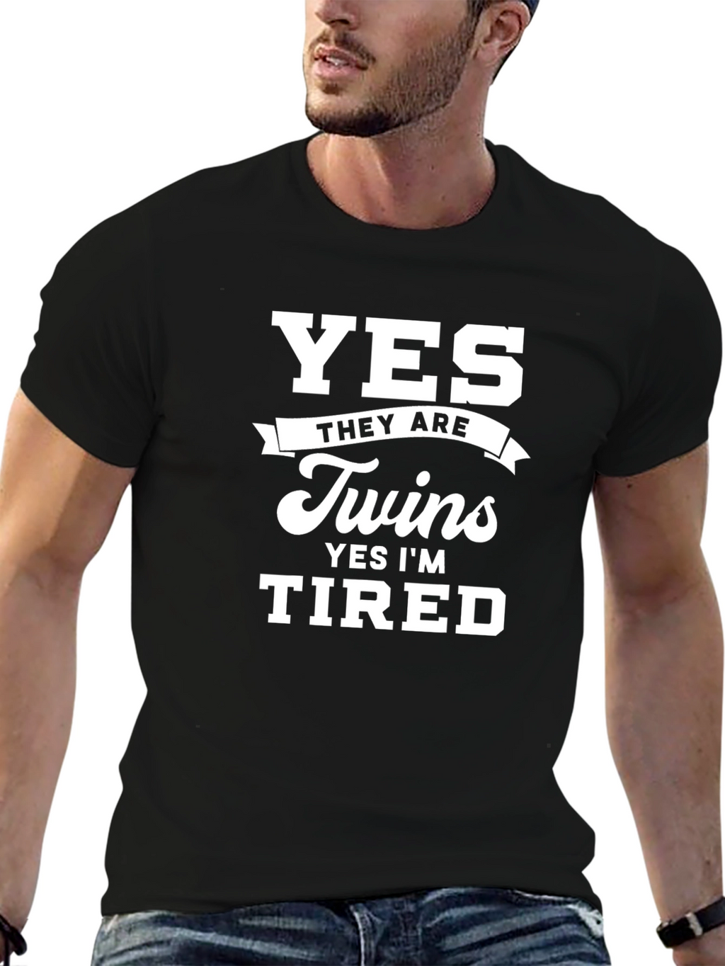 Yes Twins Tired T-Shirt - New Parent Humor