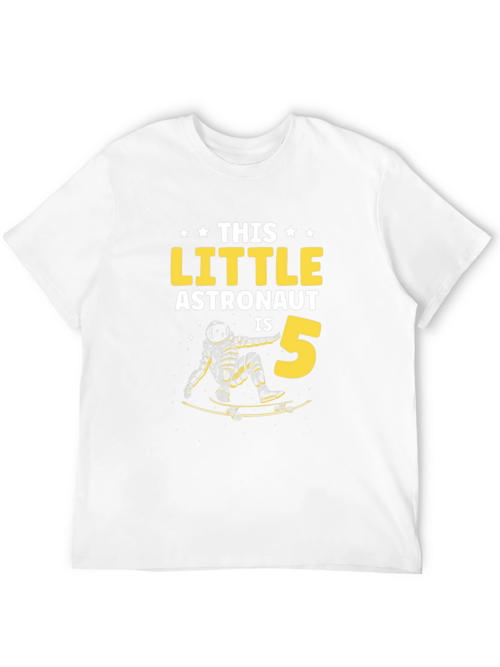 Little Astronaut 5th Birthday T-Shirt - Space Skateboard