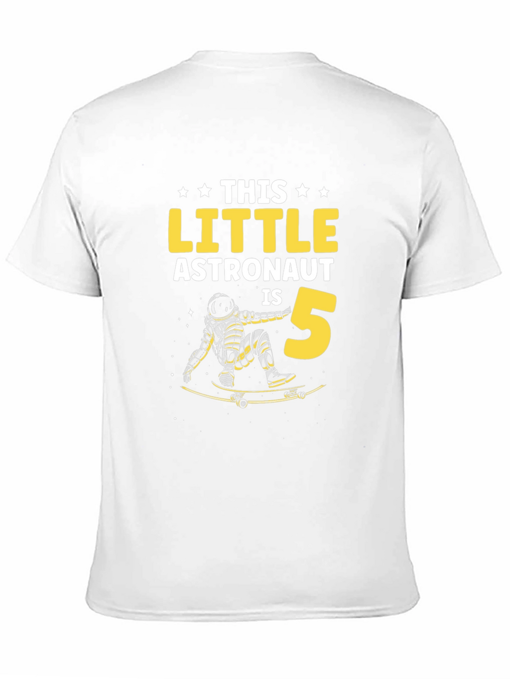 Little Astronaut 5th Birthday T-Shirt - Space Skateboard