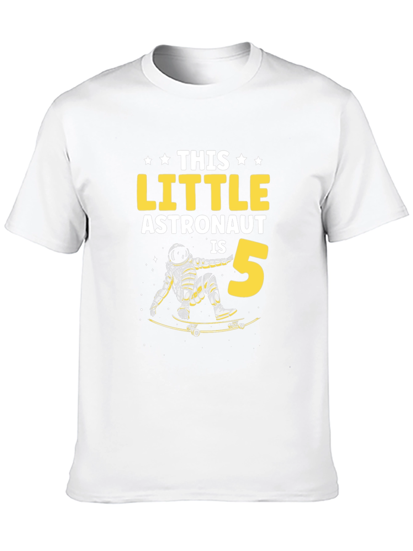 Little Astronaut 5th Birthday T-Shirt - Space Skateboard