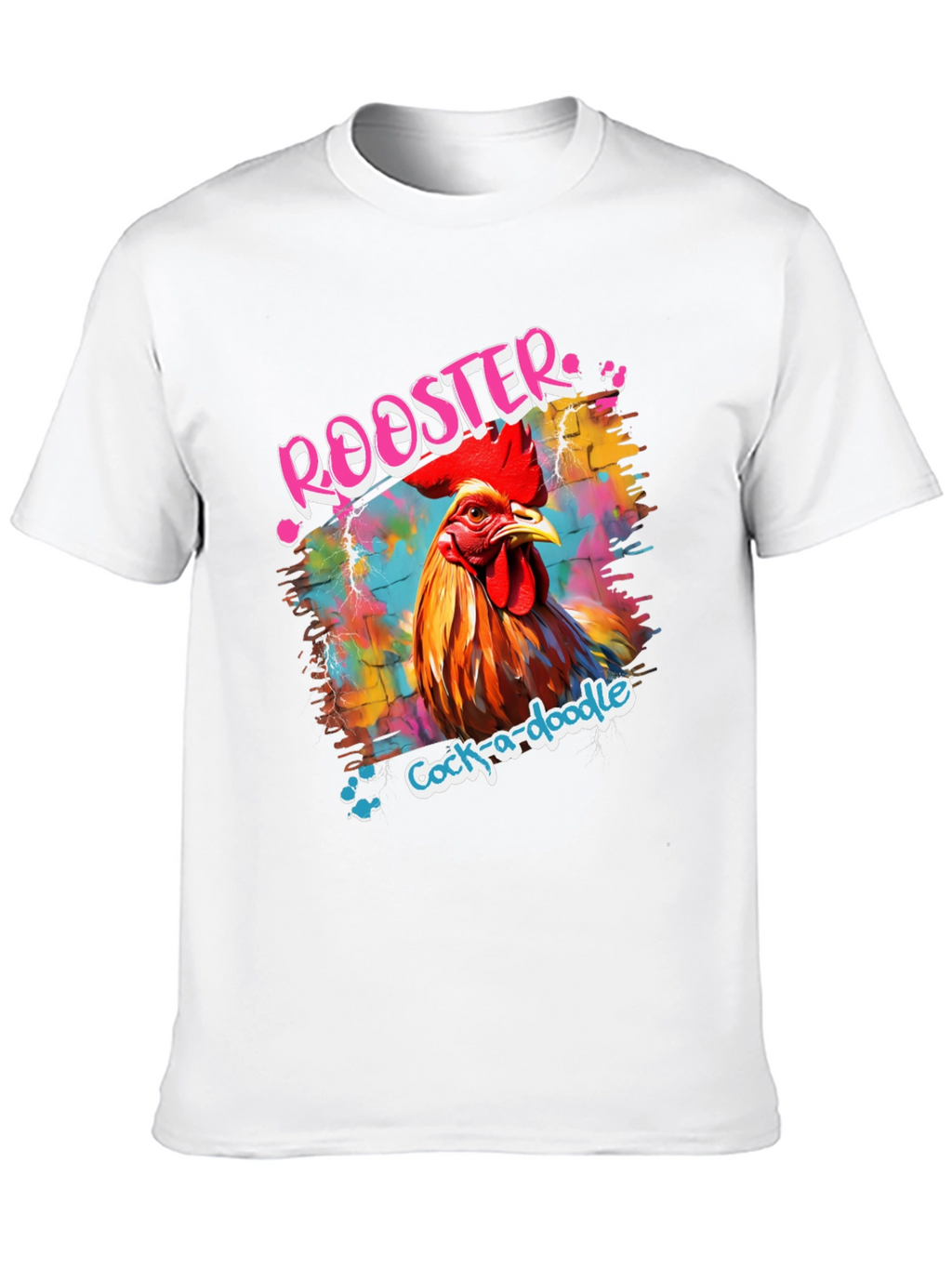 Rooster Graphic Tee - Quirky Cock-a-doodle Design