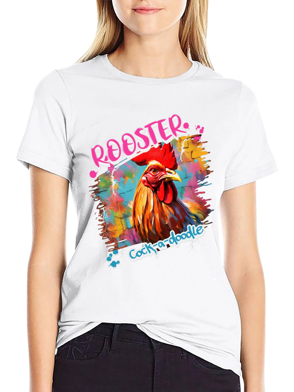 Rooster Graphic Tee - Quirky Cock-a-doodle Design
