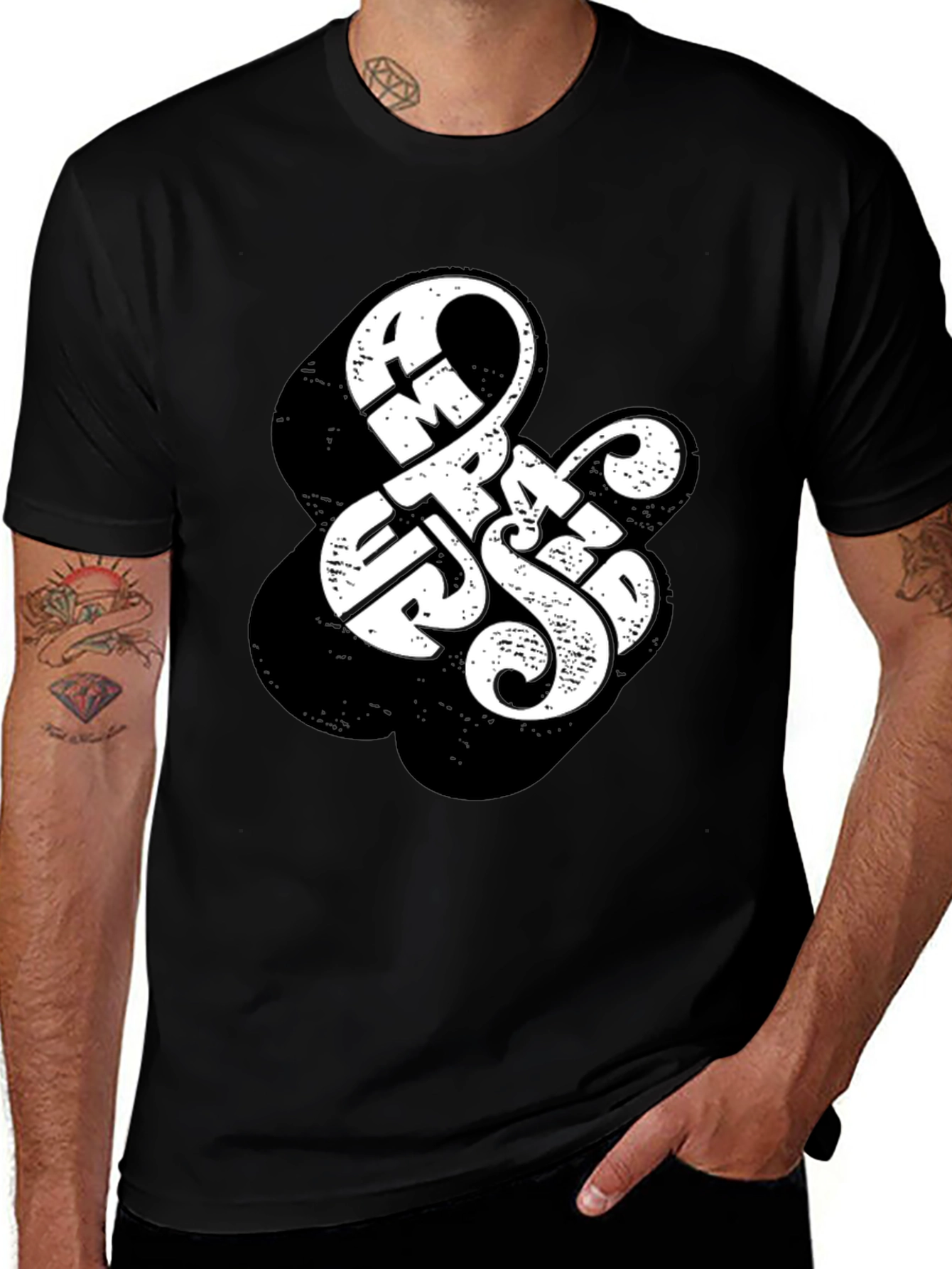 Ampersand Graphic Print Black Cotton T-Shirt