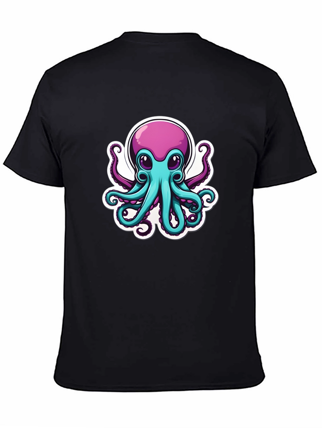 Cartoon Octopus Graphic Tee - Mens Black T-Shirt