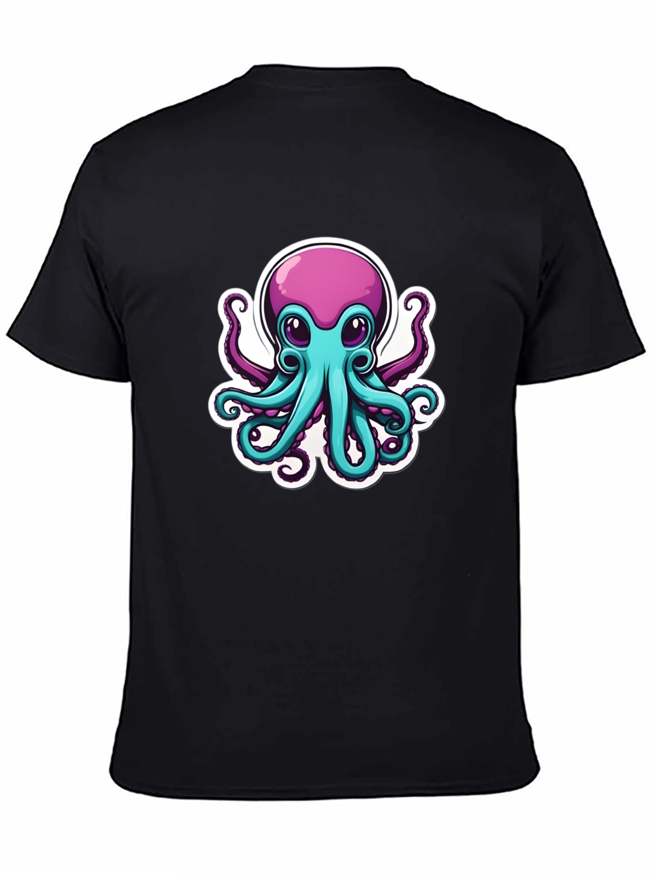 Cartoon Octopus Graphic Tee - Mens Black T-Shirt