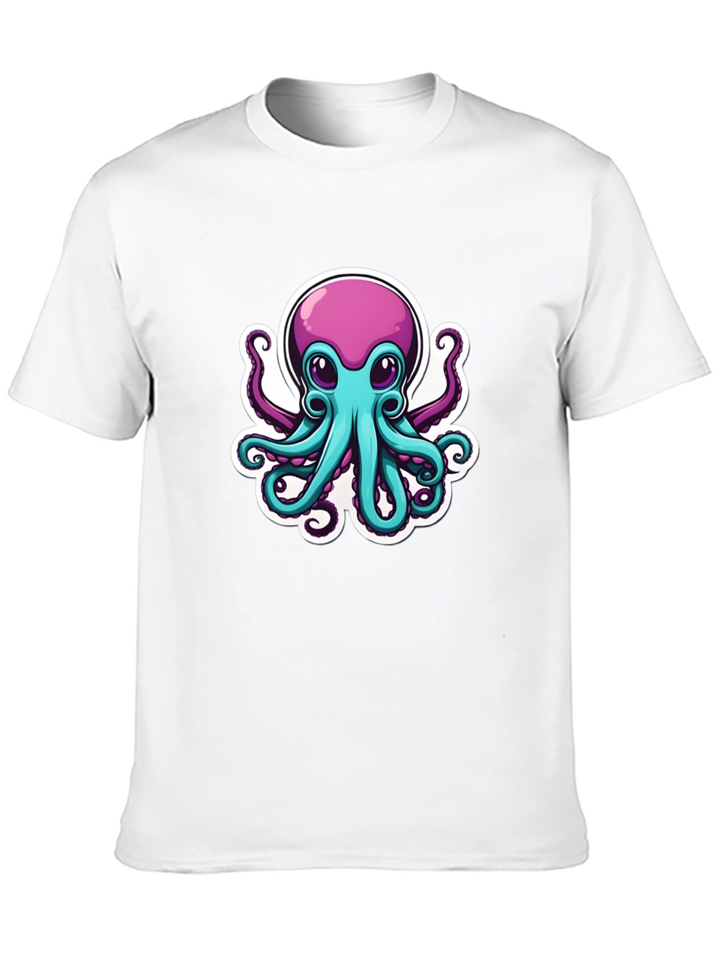 Cartoon Octopus Graphic Tee - Mens Black T-Shirt