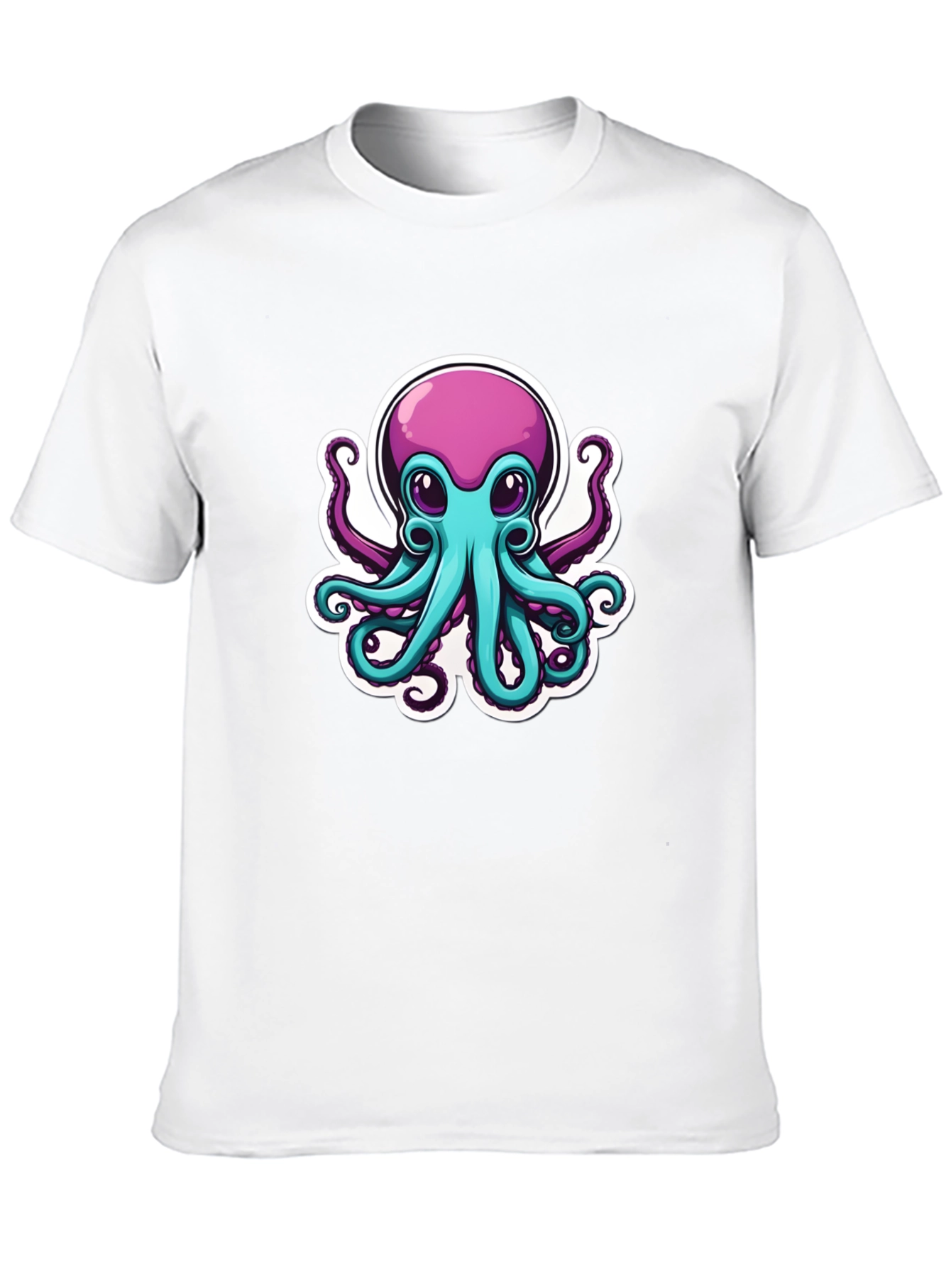 Cartoon Octopus Graphic Tee - Mens Black T-Shirt