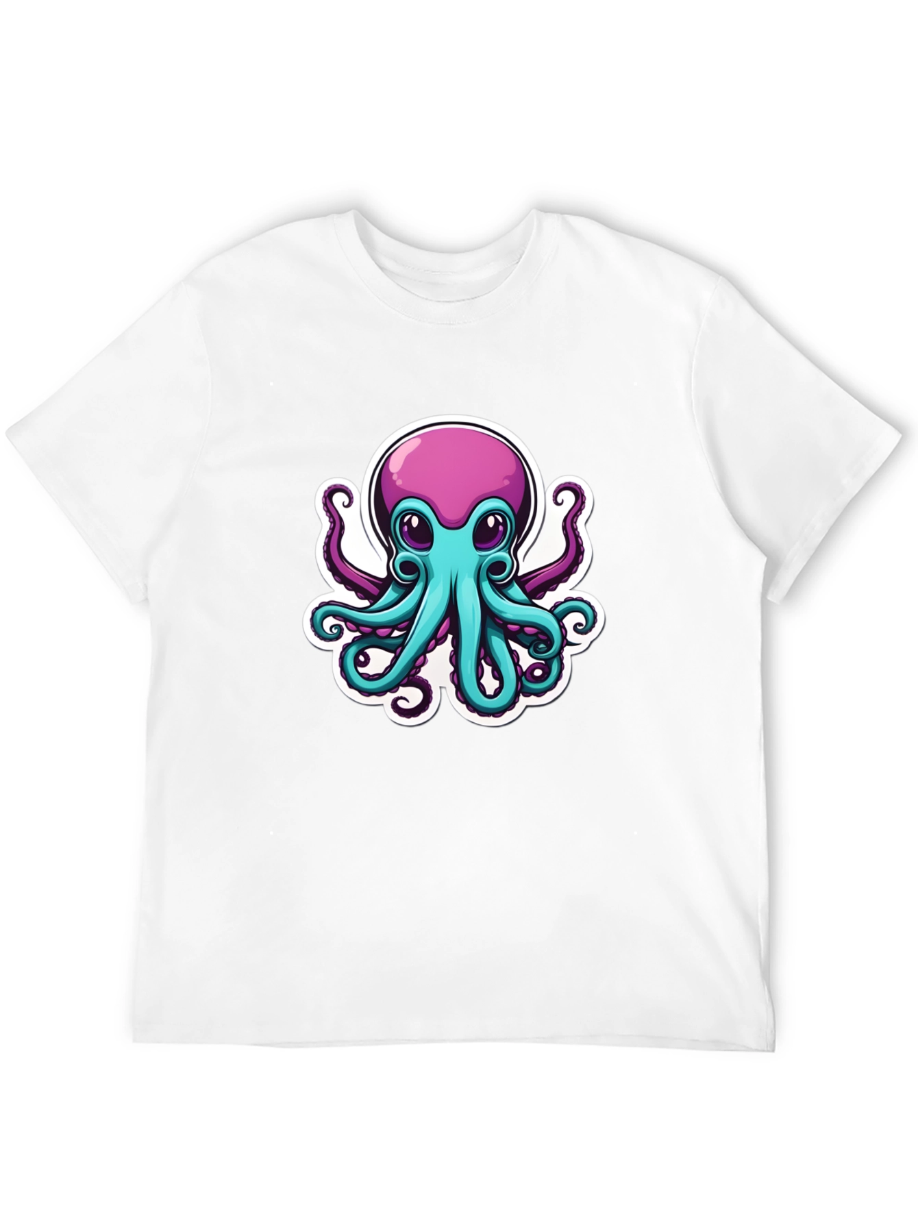 Cartoon Octopus Graphic Tee - Mens Black T-Shirt