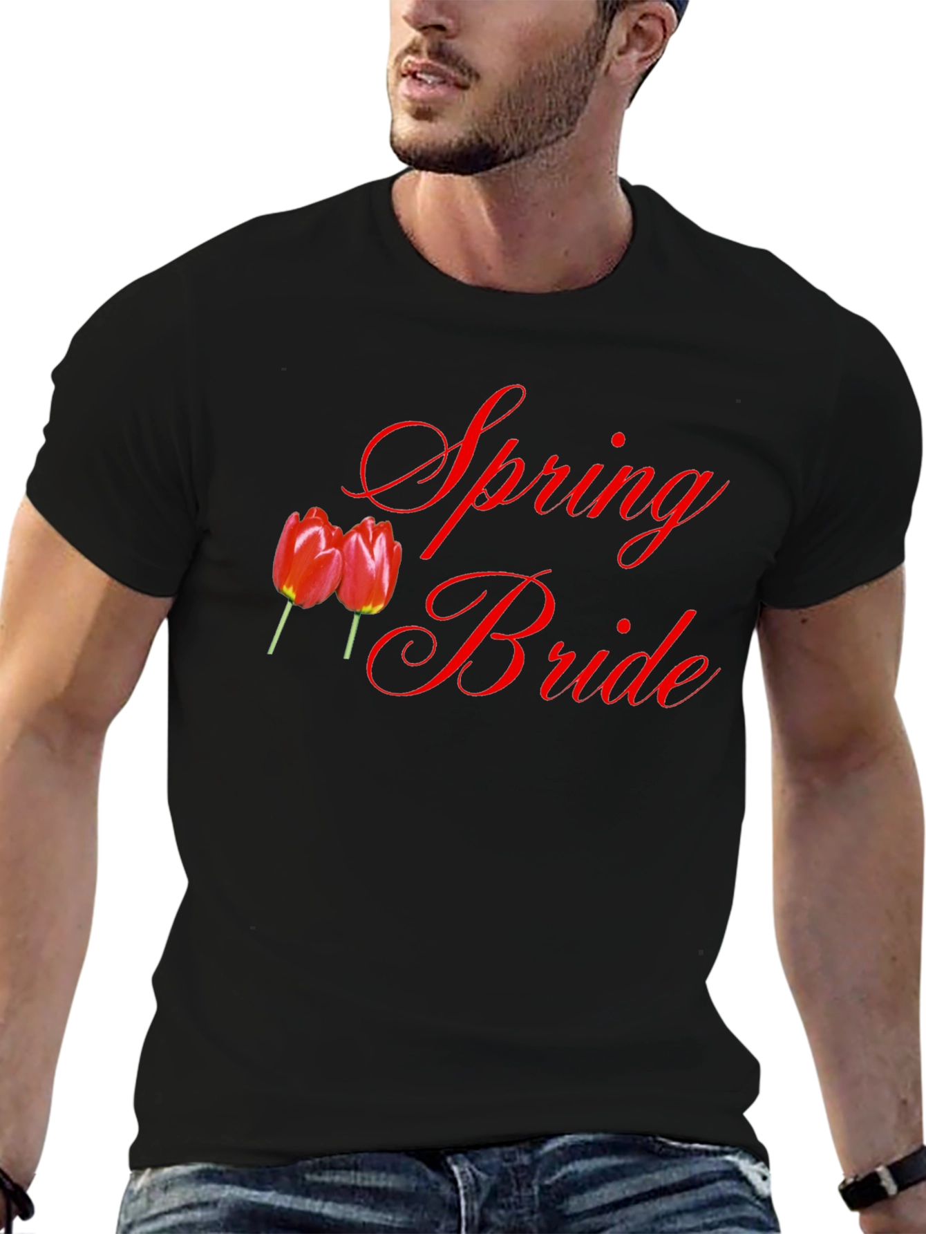 Spring Bride T-Shirt - Red Tulips Design