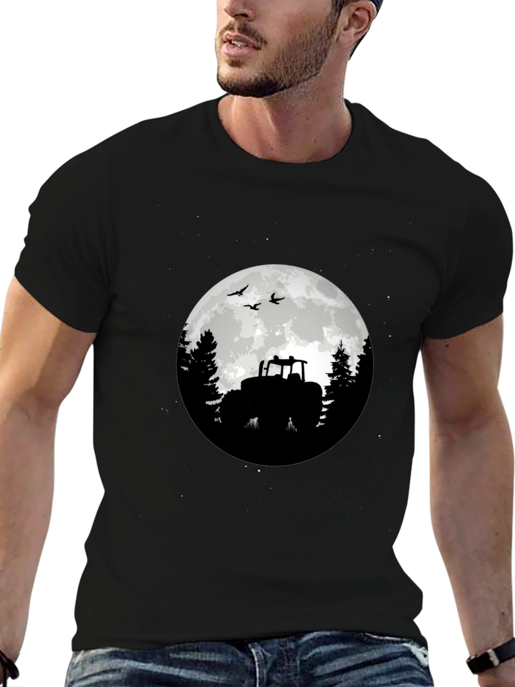 Tractor Moon Silhouette Graphic T-Shirt