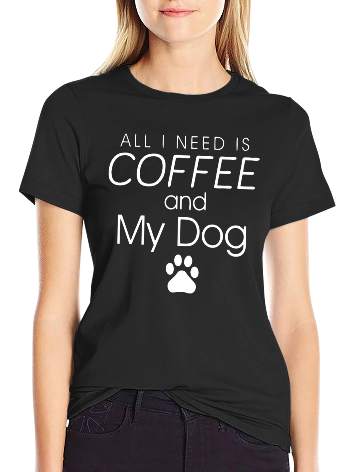 Coffee and My Dog Black Graphic T-Shirt