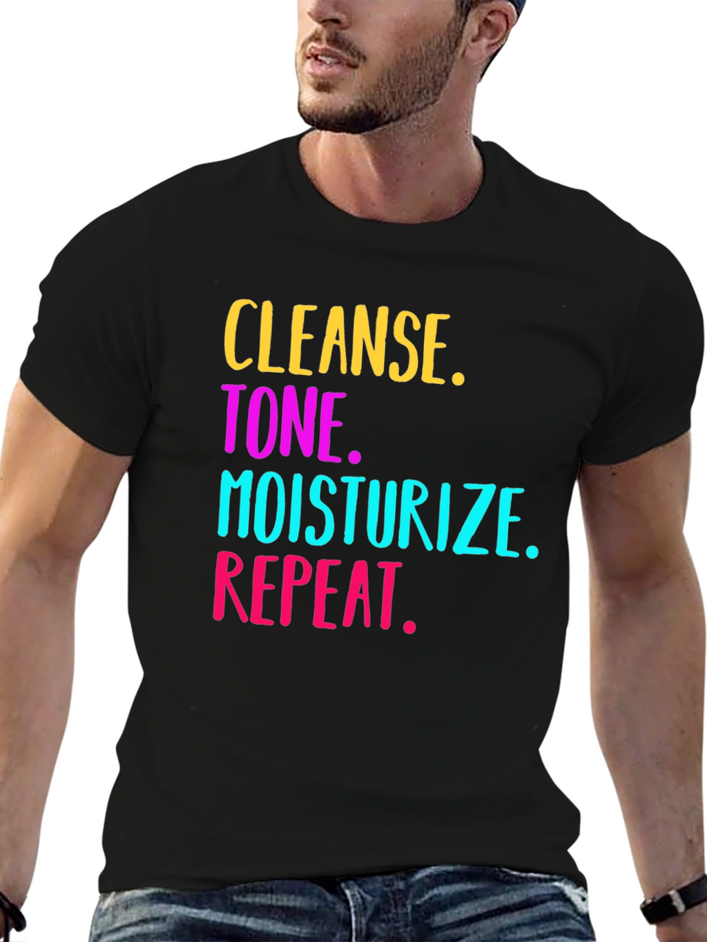 Cleanse Tone Moisturize Repeat Graphic Tee