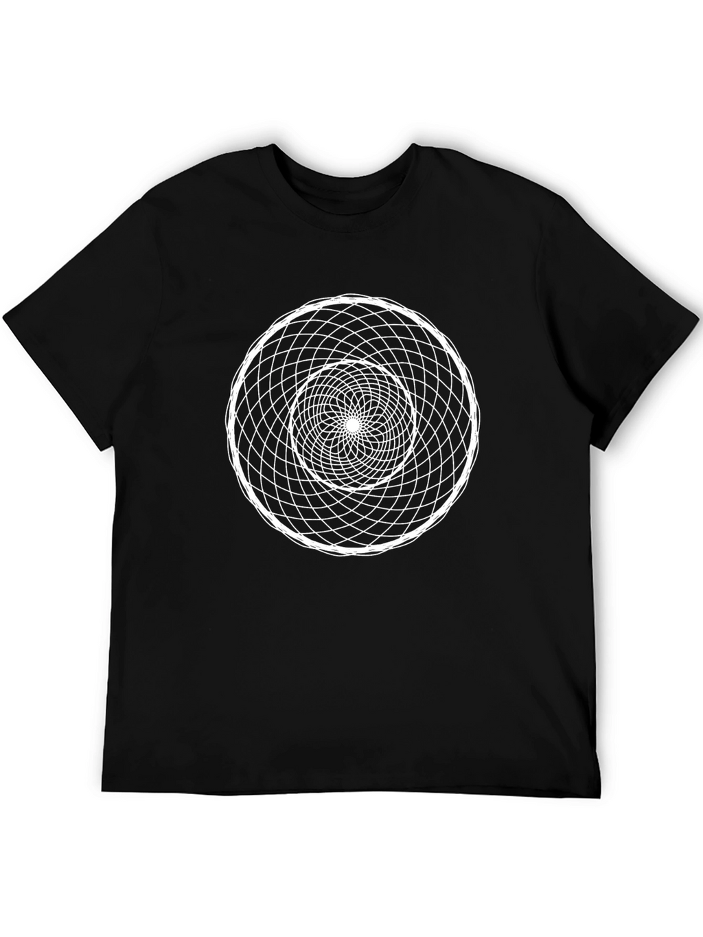 Geometric Spiral Graphic Tee - Modern Black T-Shirt