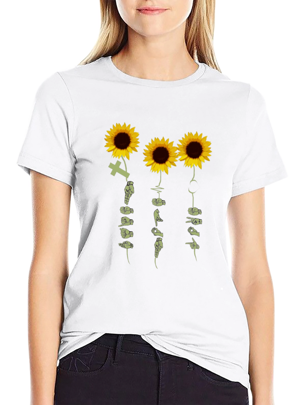 Sunflower Sign Language T-Shirt - Black