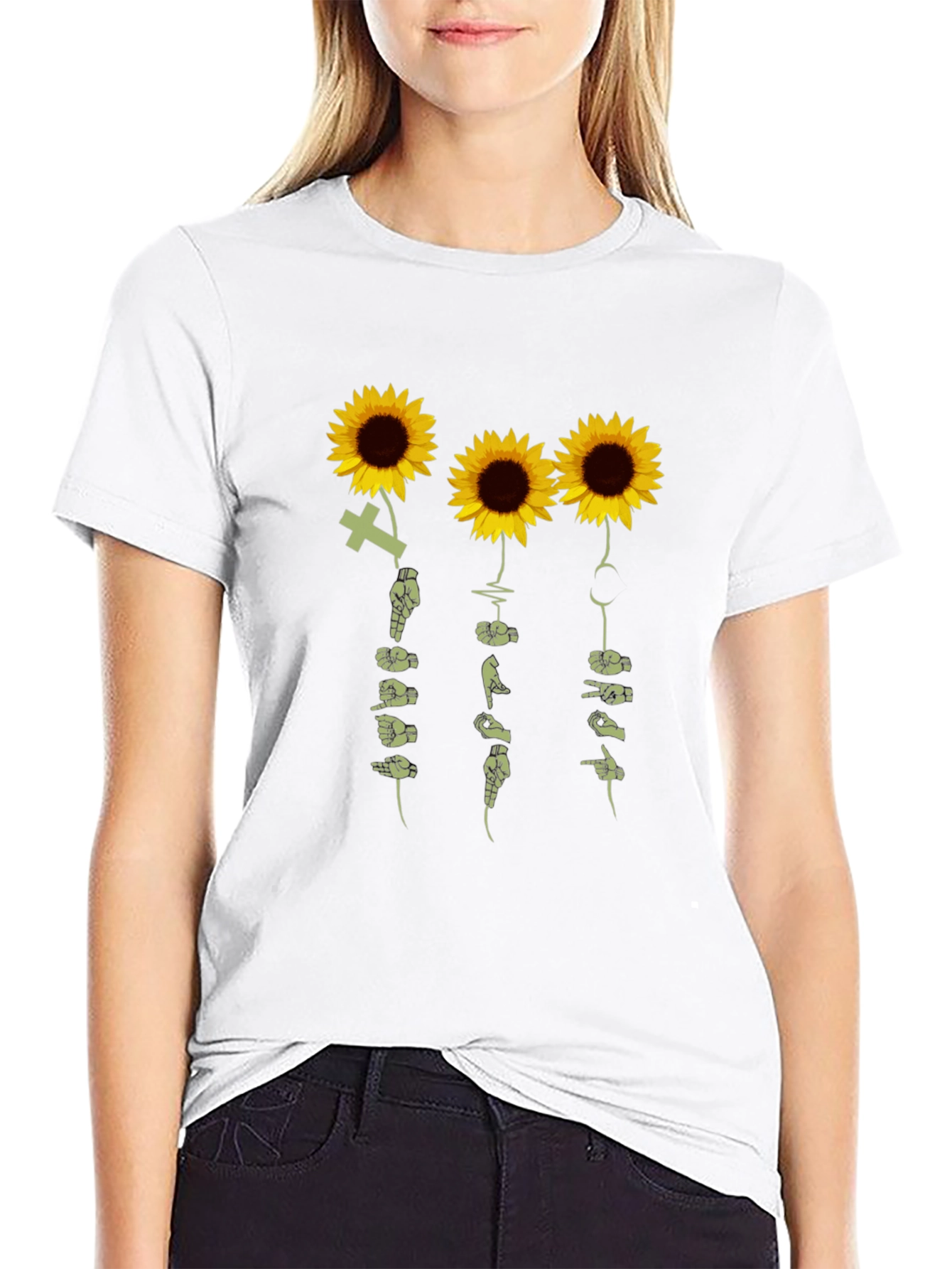 Sunflower Sign Language T-Shirt - Black