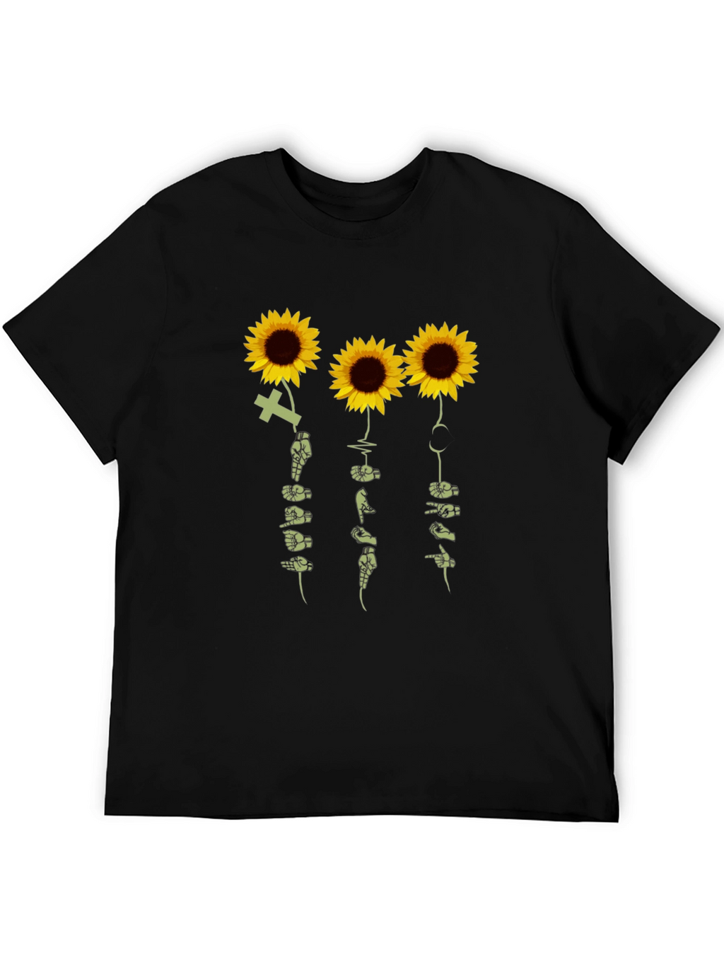 Sunflower Sign Language T-Shirt - Black