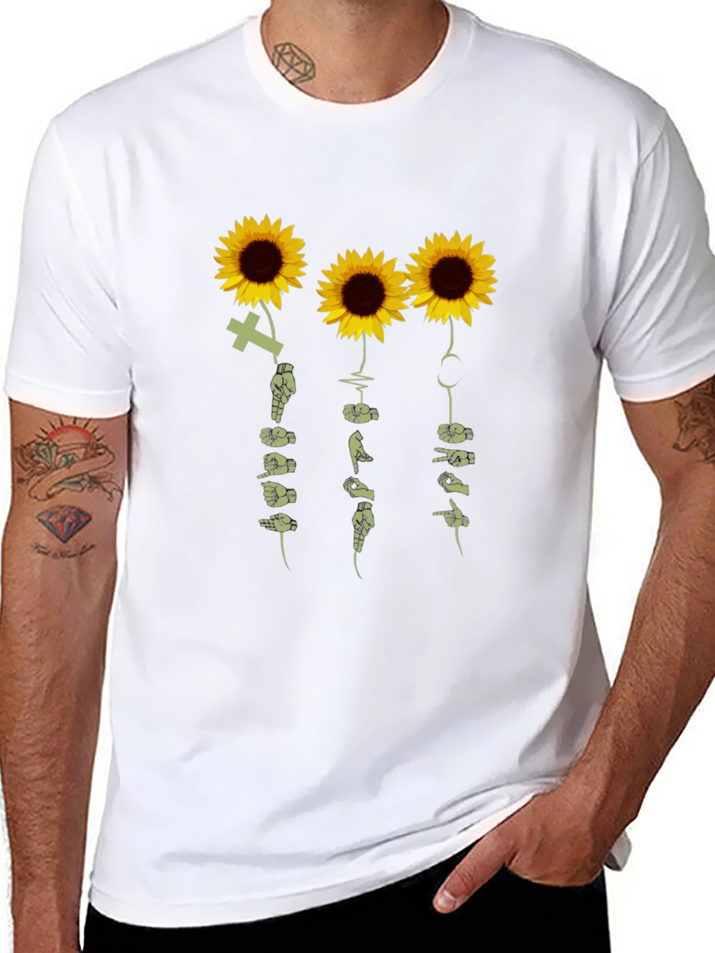 Sunflower Sign Language T-Shirt - Black