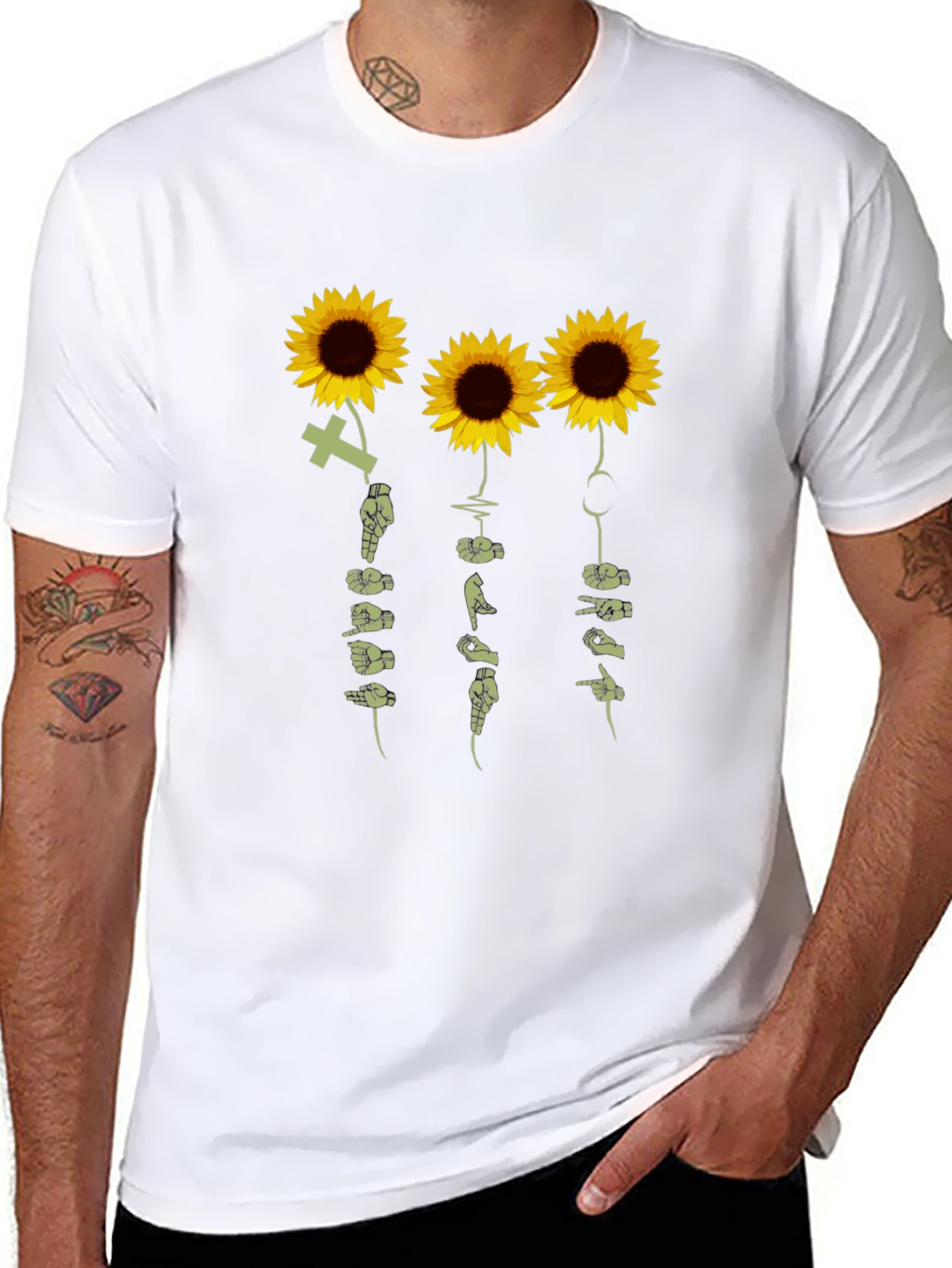 Sunflower Sign Language T-Shirt - Black