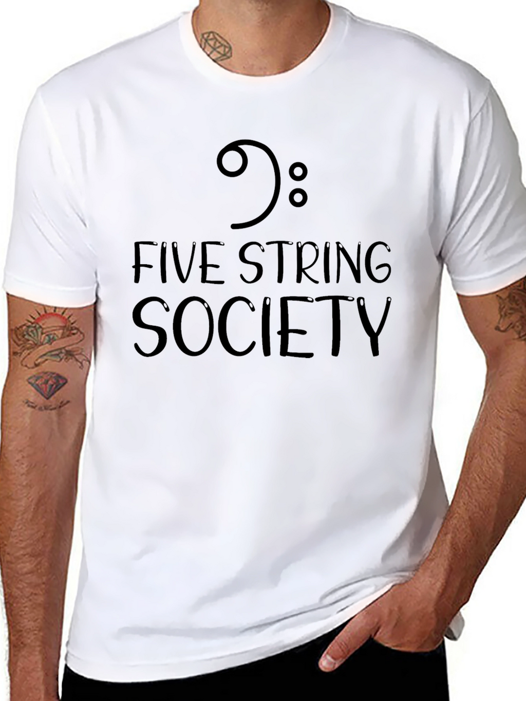 Five String Society Black T-Shirt Music Bass