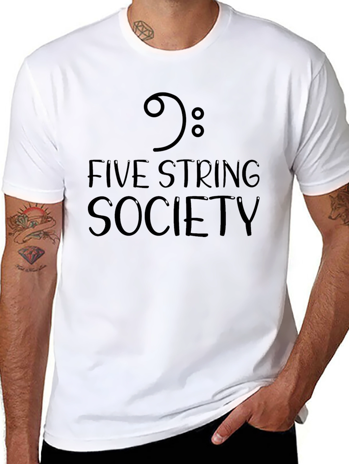 Five String Society Black T-Shirt Music Bass