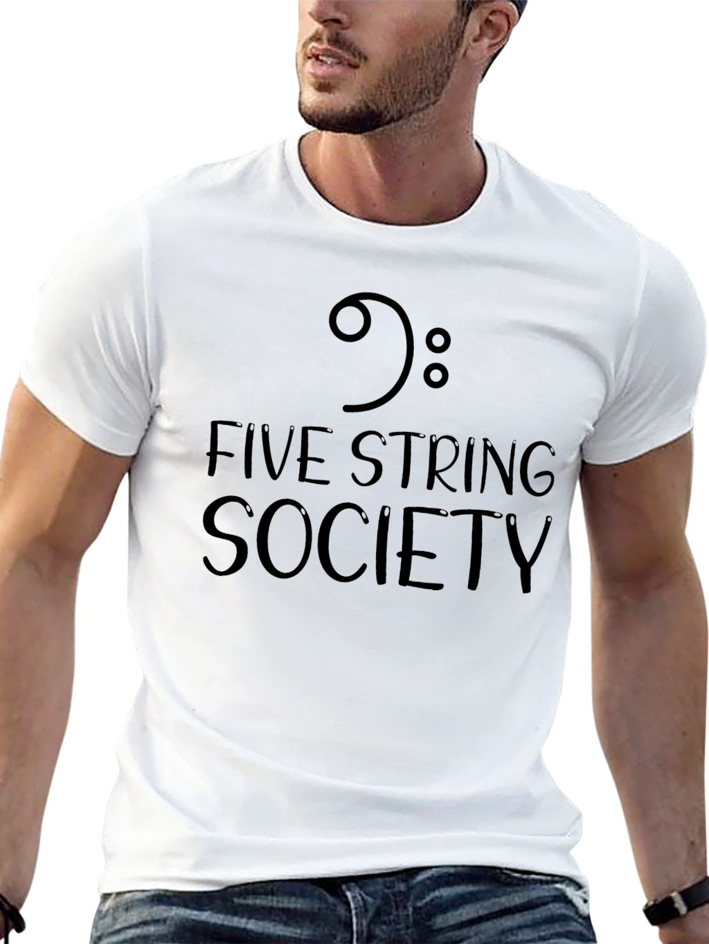 Five String Society Black T-Shirt Music Bass