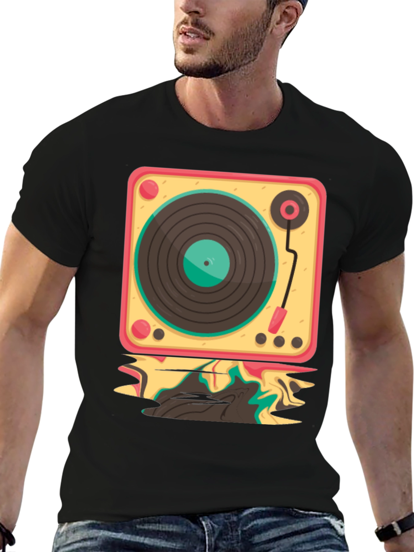 Retro Turntable Graphic Tee - Cool Music Lover Shirt