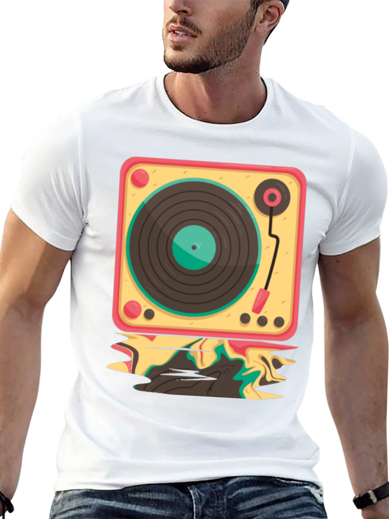 Retro Turntable Graphic Tee - Cool Music Lover Shirt