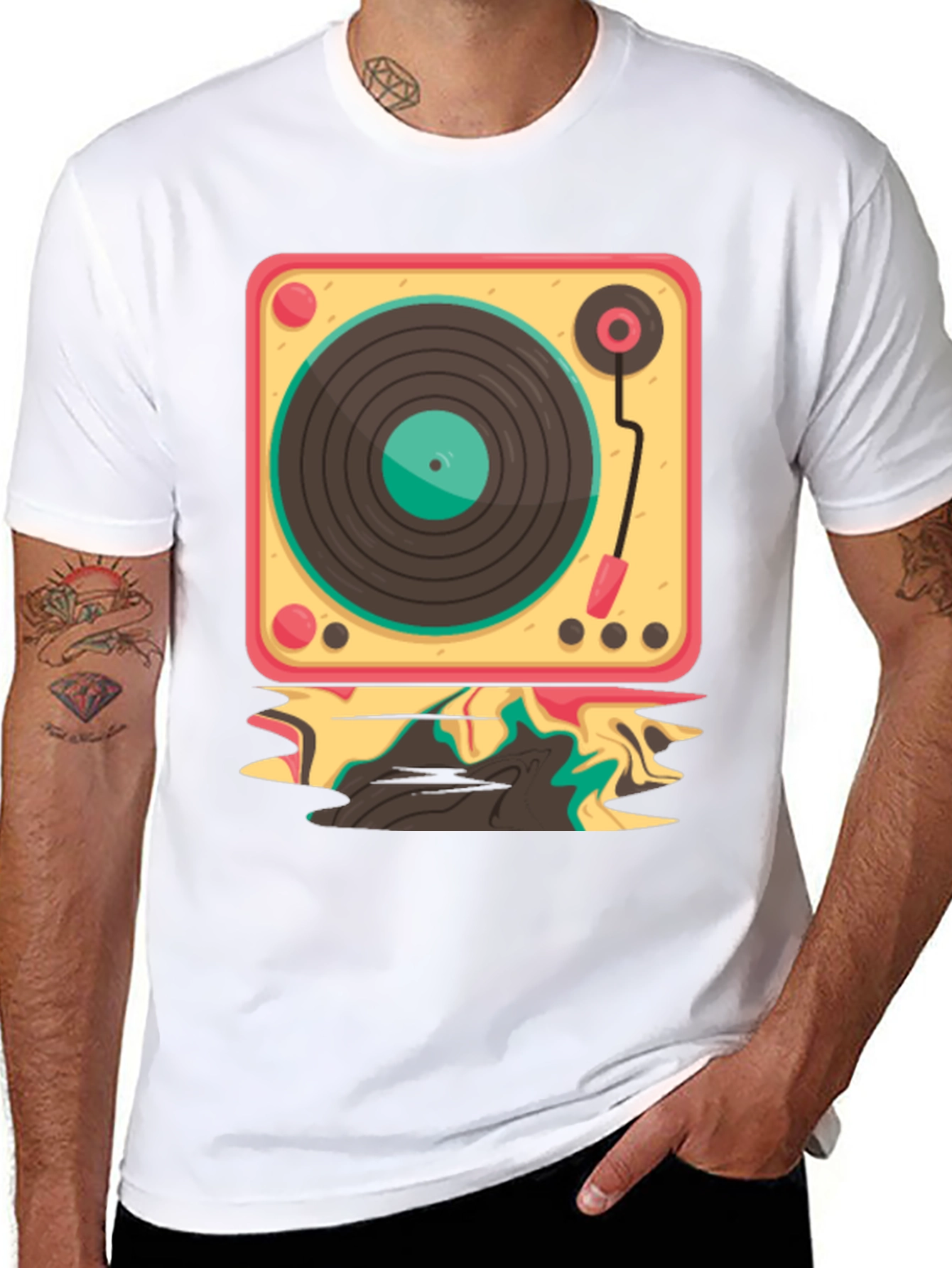 Retro Turntable Graphic Tee - Cool Music Lover Shirt